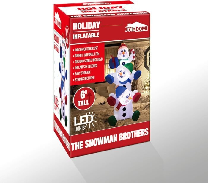 Joiedomi 6 FT Christmas Inflatable Stacked Snowman with Build-in LEDs Blow Up Inflatables for Xmas Party, Home Indoor Outdoor Yard Garden Lawn Winter Décor - Image 8