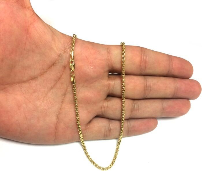 Jewelry Affairs 14k Yellow Gold Round Box Chain Necklace, 2.1mm - Image 5