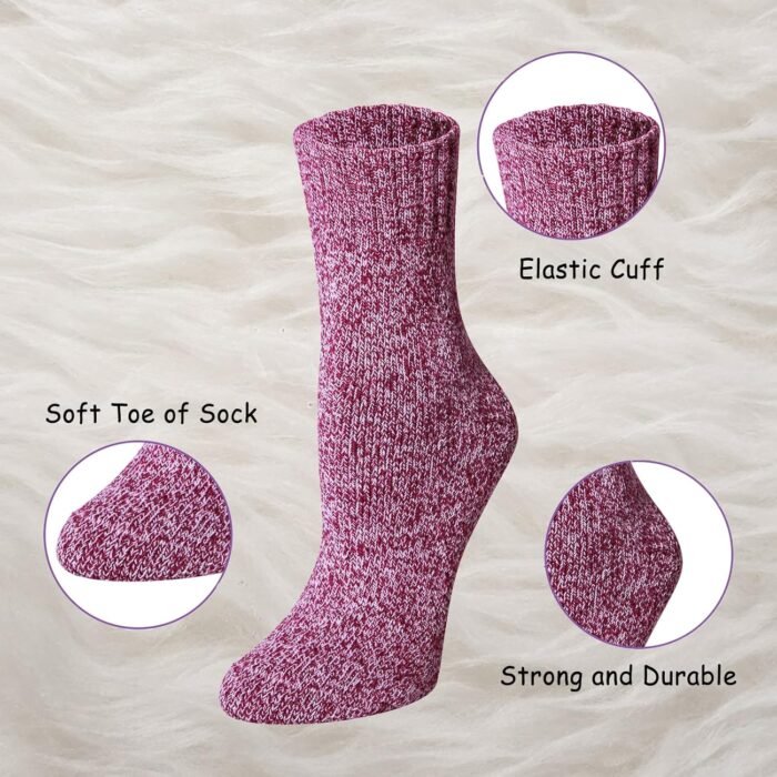Loritta Wool Socks for Women Warm Winter Socks Thick Knit Soft Cabin Cozy Crew Boot Socks Gifts - Image 2