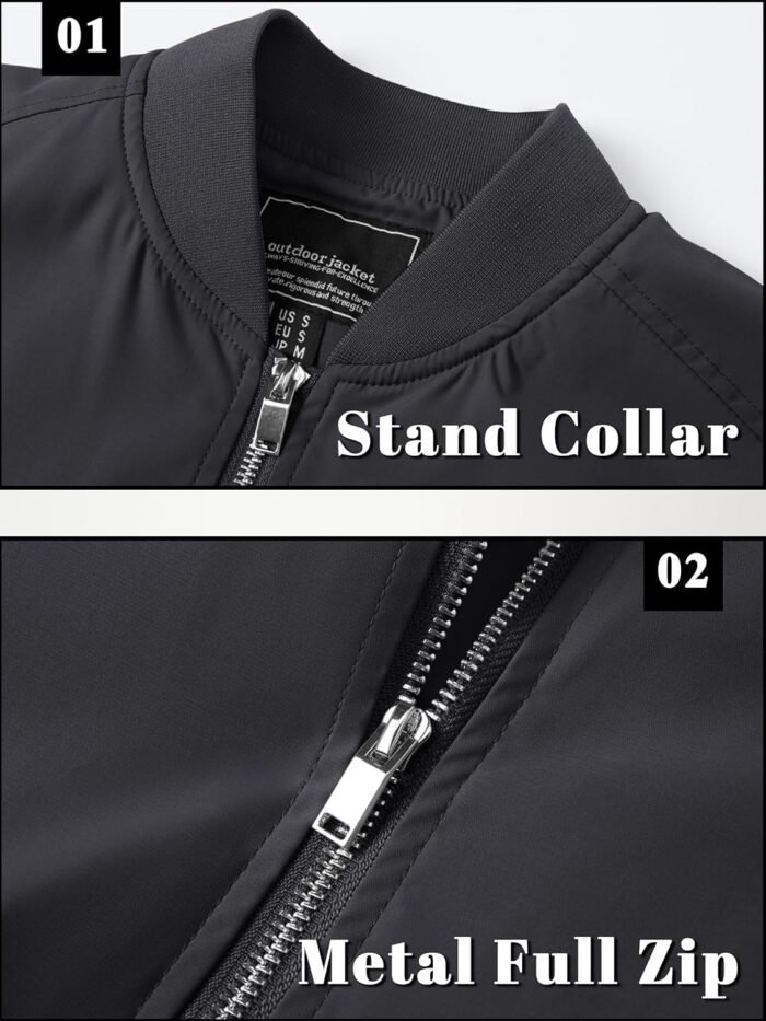 TACVASEN Men's Bomber Jacket Lightweight Casual Spring Fall Windbreaker Zip Up Coat with Pocket - Image 5