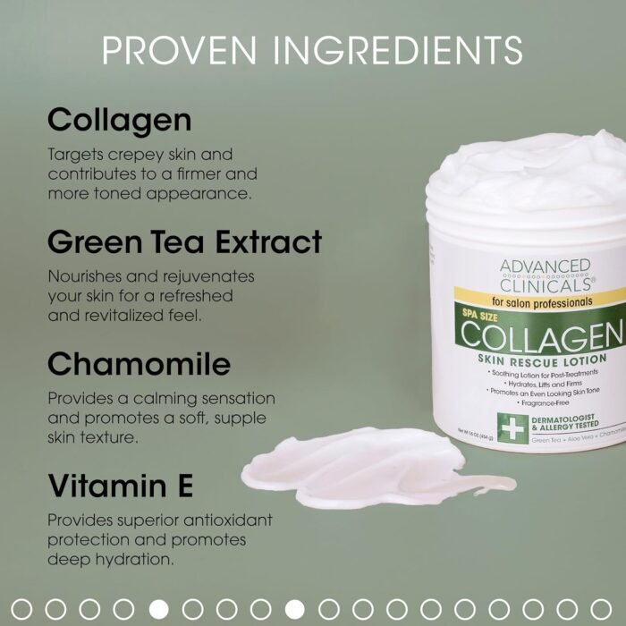Advanced Clinicals Retinol Body Lotion + Collagen Cream 2pc Body Skin Care Set | Skin Firming Moisturizer Face Lotion & Skin Tightening Body Cream | Crepey Skin Care Treatment | Fragrance-Free, 16oz - Image 6