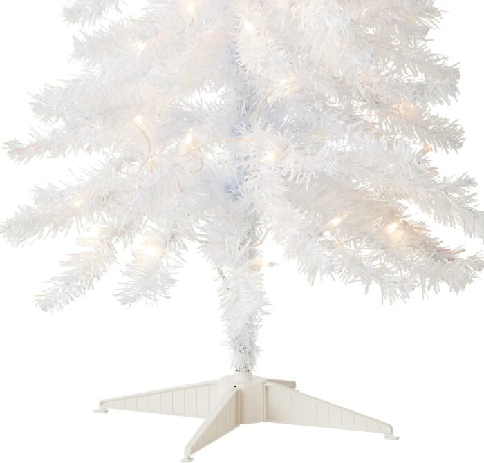 National Tree Company Pre-Lit Artificial Christmas Tree, White Tinsel, White Lights, Includes Stand, 4 feet - Image 3