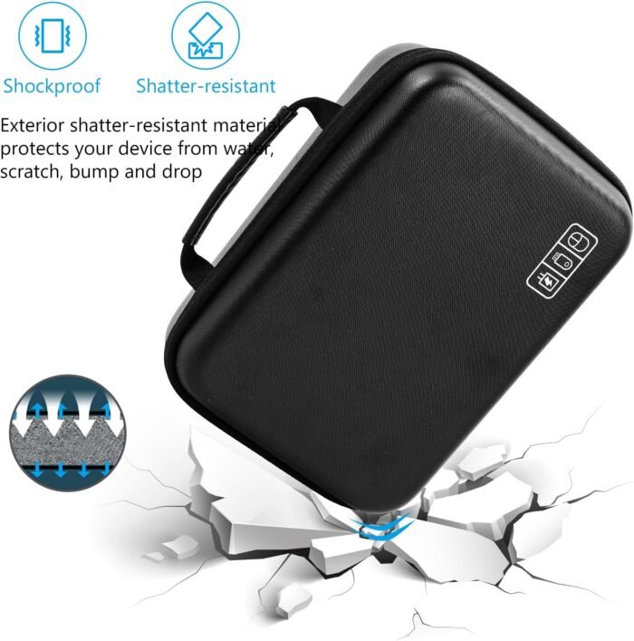 ProCase Hard Travel Electronic Organizer Case for MacBook Power Adapter Chargers Cables Power Bank Apple Magic Mouse Apple Pencil USB Flash Disk SD Card Small Portable Accessories Bag -XL, Black - Image 5