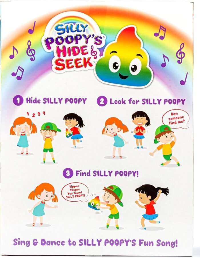 Silly Poopy's Hide & Seek by Relatable, The Talking, Singing, Rainbow Hide & Seek Toy, Fun Learning Toys for Toddlers, Interactive Toddler Toys, Hide and Seek Games, Includes Toy and 2 AA Batteries - Image 6