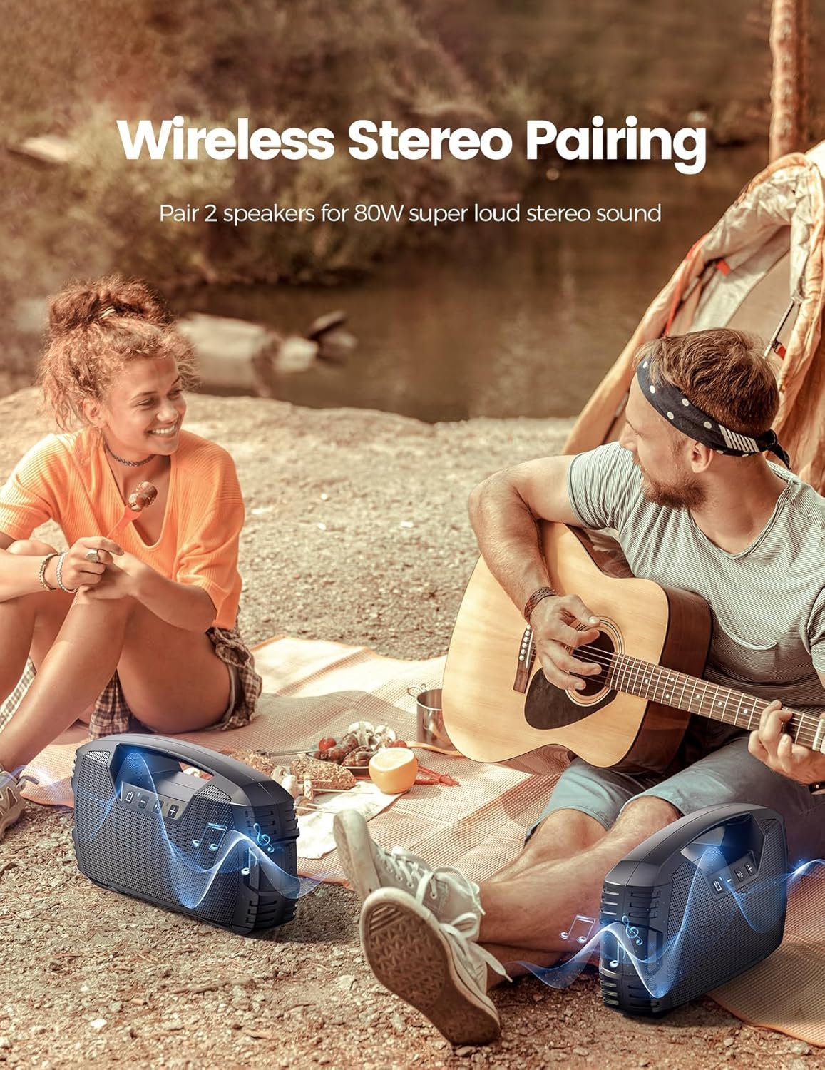 Portable Wireless Bluetooth Speaker, 40W (60W) Peak Loud Sound IPX7 Waterproof Speakers, 32H Playtime, Outdoor Speaker for Home/Party/Beach, Electronic Gadgets, Birthday Gift - Image 6