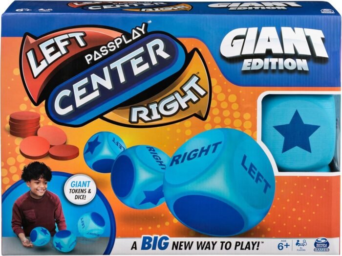 Spin Master Games, Giant Left Center Right, Classic Family Game Night Board Game, Indoor & Outside Game, Family, for Ages 6+