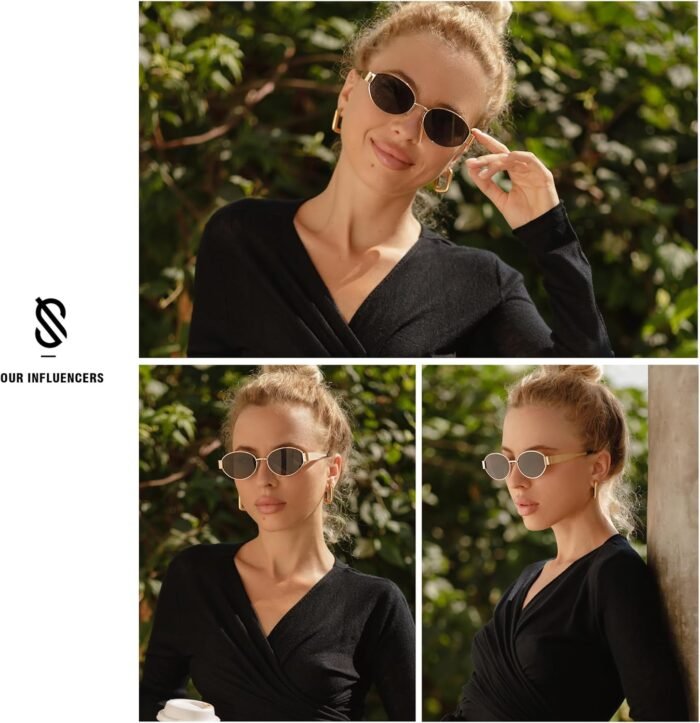 SOJOS Retro Oval Sunglasses for Women Trendy Sun Glasses Classic Shades UV400 Protection SJ1217 - Image 3