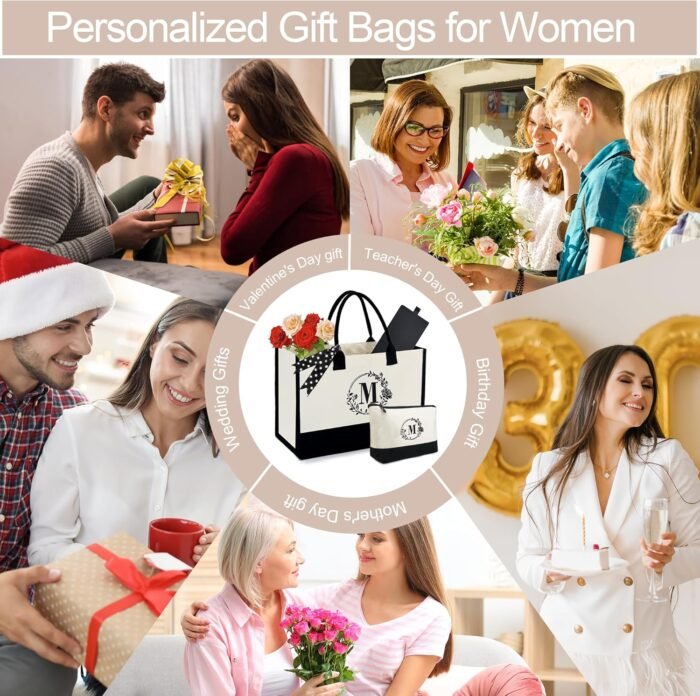 BeeGreen Canvas Bags for Women, Personalized Gifts Bag for Mom Friends Birthday Wedding Bridesmaid - Image 3