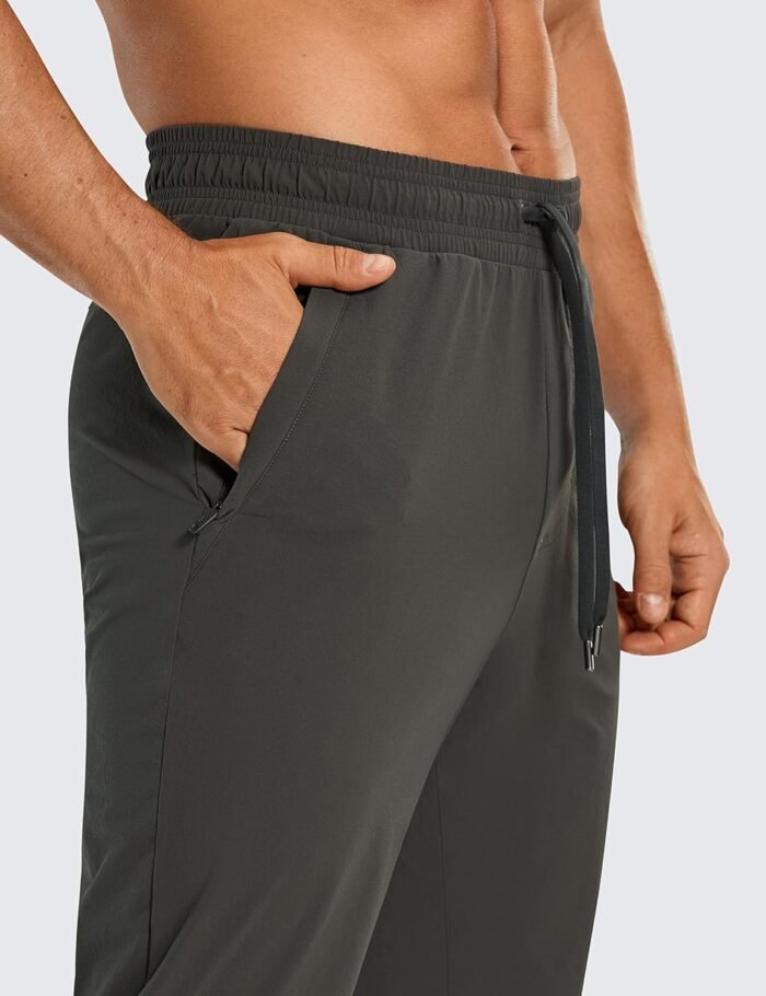 CRZ YOGA Athletic Joggers for Men Lightweight Water Resistant Outdoor Workout Pants with Zip Pockets - Image 4