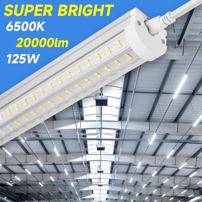 8FT LED Shop Light, U Shape 125W Integrated LED Tube Light, 6500K Clear White, 20000LM Super Bright LED Lighting, Flush Mount/Hanging Linkable LED Ceiling Lights for Garage, Plug&Play,6 Pack - Image 2
