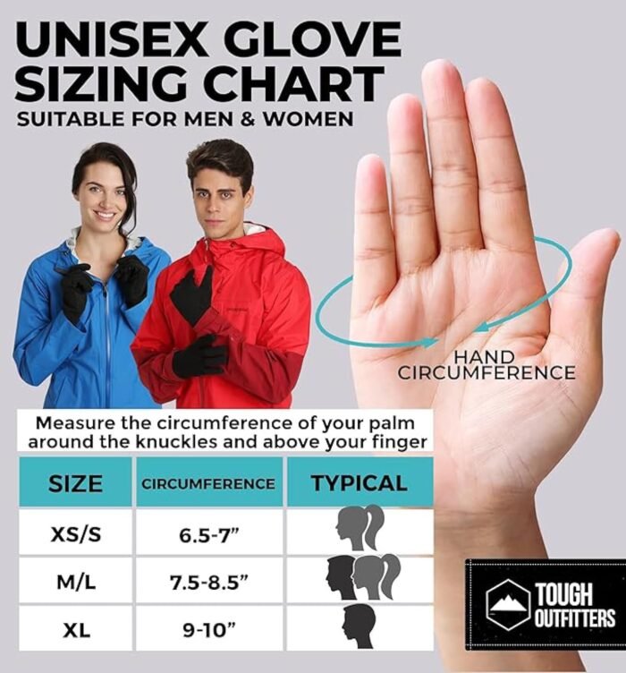 Tough Outdoors Running Gloves for Men & Women - Winter Glove Liners & Touchscreen Gloves - Lightweight Gloves & Hiking Gloves - Image 7