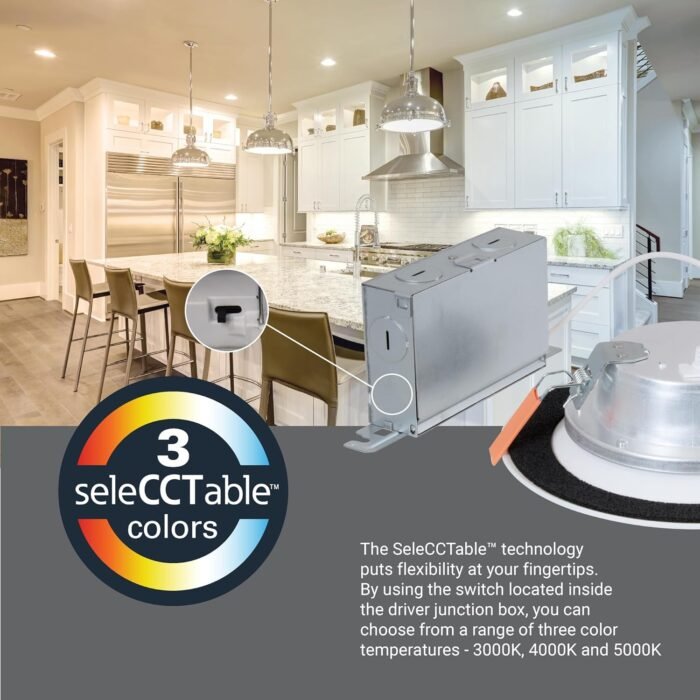 HALO 6-Inch Canless LED Recessed Light Selectable 3000K, 4000K, 5000K CCT 800 Lumens – White - Image 5