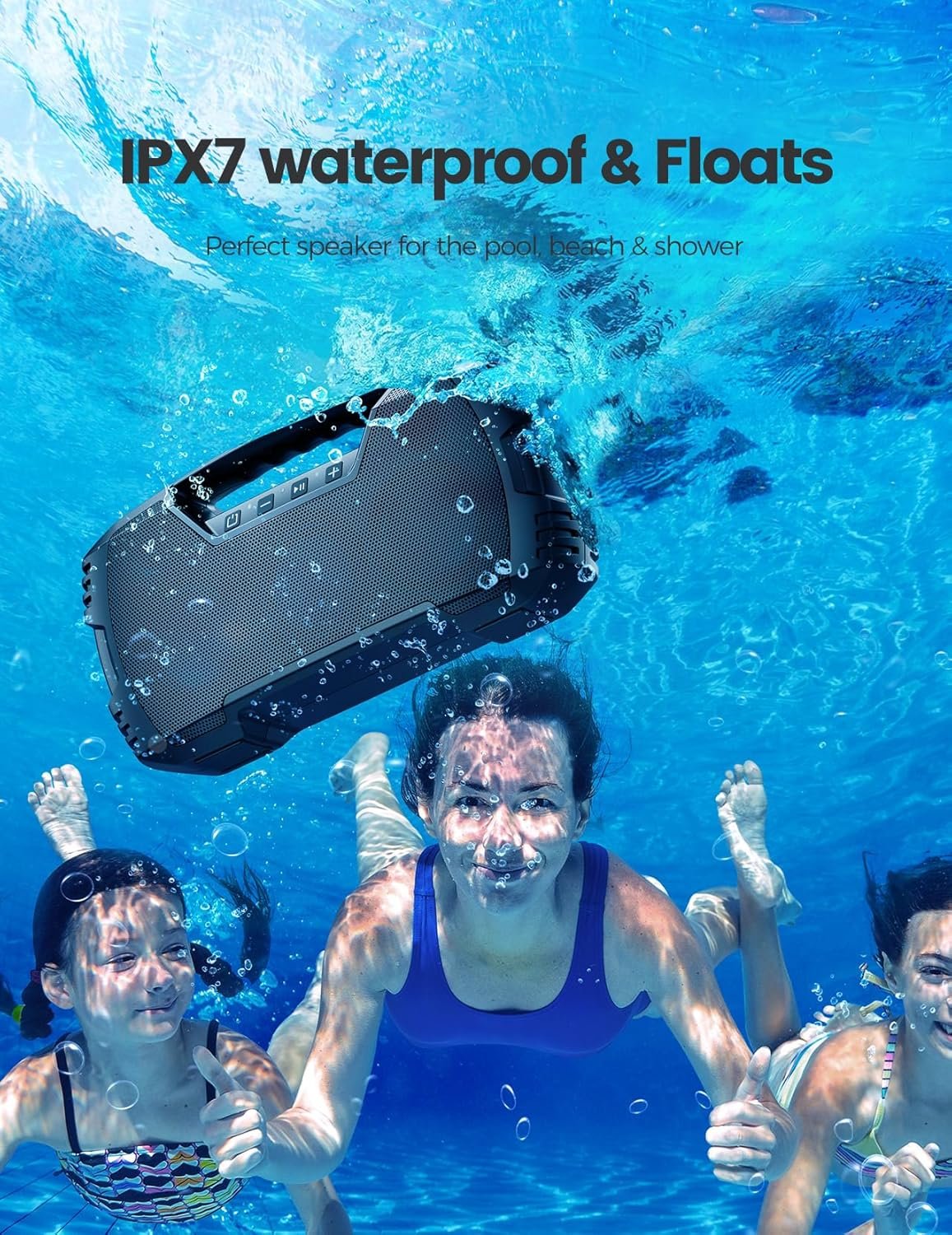 Portable Wireless Bluetooth Speaker, 40W (60W) Peak Loud Sound IPX7 Waterproof Speakers, 32H Playtime, Outdoor Speaker for Home/Party/Beach, Electronic Gadgets, Birthday Gift - Image 3