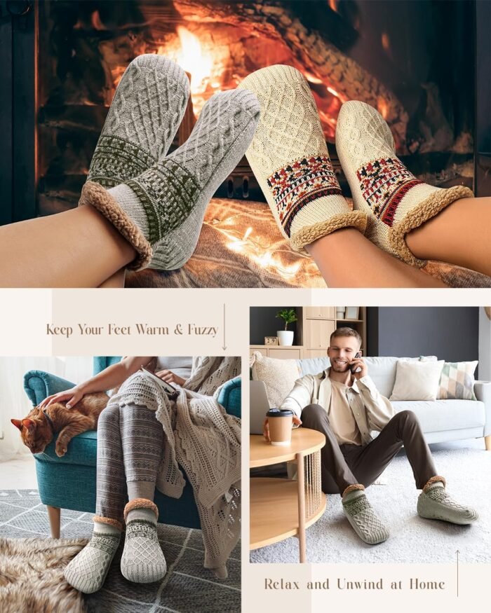 Stocking Stuffers for Adults Men Him: Fuzzy Slipper Socks with Grips Winter Thick Warm Cabin Thermal Socks Comfy Non Slip, Christmas Gifts for Men Husband Dad Grandpa Him Boyfriend Cozy Holiday Gifts - Image 5