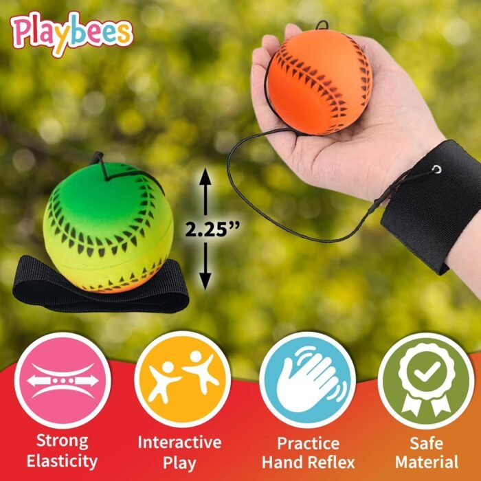 Wrist Baseballs Neon Reactive - 6 Pack - Practice Sports Balls for Fun Outdoor Activity for Kids - Spring Training, Party Favor, Baseball Season Gift, Sports Team Party Bag Filler - Image 4