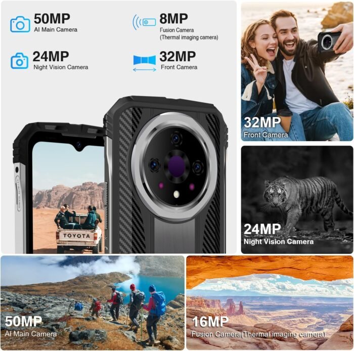DOOGEE V31GT 5G Rugged Smartphone Unlocked,20GB+256GB Rugged Phone with Thermal Imaging Camera 1440*1080,10800mAh/66W,120Hz 6.6"FHD+,Dimensity 1080,Android 13,50MP Camera,IP68 Waterproof Phone,OTG/NFC - Image 8