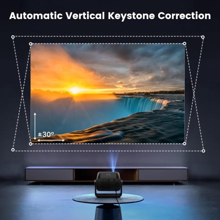 [Electric Focus & Auto Keystone] Mini Projector with WiFi Bluetooth, PUTRIMS Portable 1080P Support Movie Projector 145° Rotatable 50% Zoom Fully Sealed Small Projector for Phone TV Stick HDMI USB - Image 4