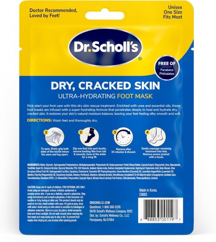 Dr. Scholl's Dry, Cracked Skin, Ultra Hydrating Foot Mask, 3 Pairs Moisturizing Socks: Intensely Moisturizes Repairs and Softens Rough Dry Skin with Urea & Essential Oils for Dry Cracked Feet - Image 7