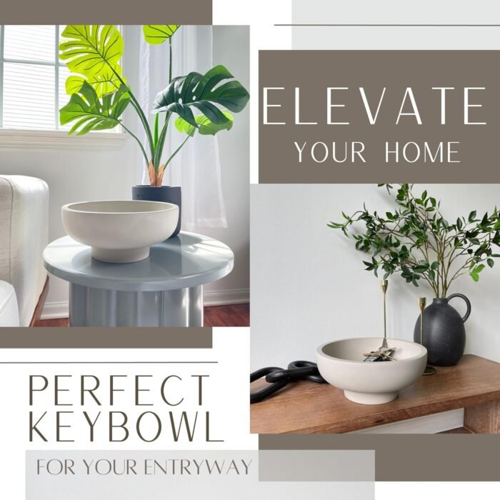 OAKOA Concrete Fruit Bowl for Kitchen Counter - Large Decorative Bowl for Home Decor - Modern Pedestal Bowl - Key Bowl for Entry Table - Footed Bowl - Entryway Bowl for Keys - Image 6