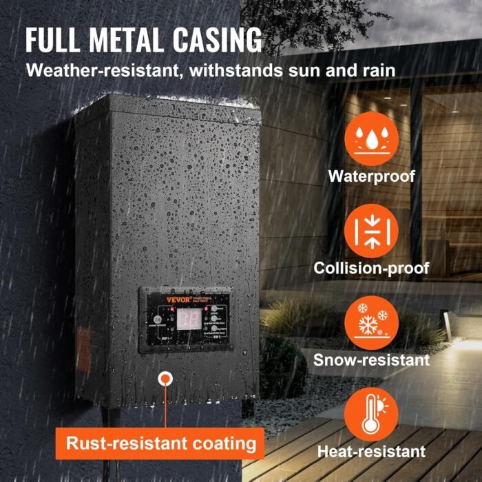 VEVOR 600W Landscape Transformer, Timer & Photocell Sensor Equipped, Weatherproof Outdoor Lighting Converter, 120V AC to 12V/14V AC, Ideal for Exterior, Spotlight, Pathway,ETL Certi - Image 6