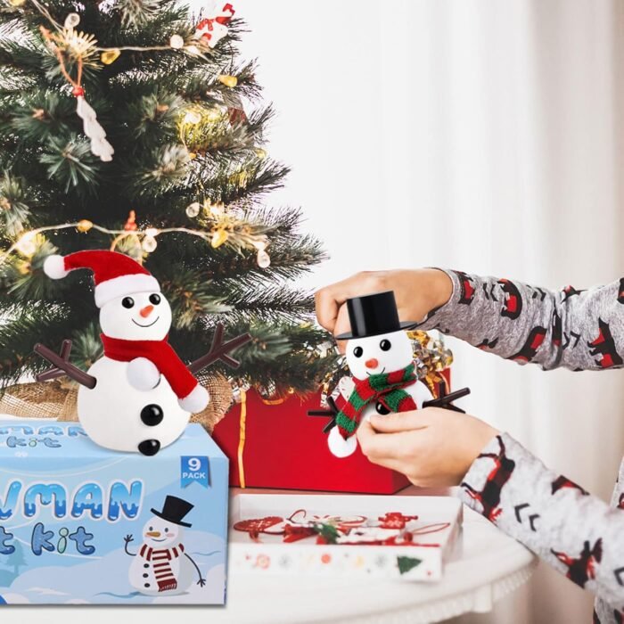 BANBBUR 9 Pack Build a Snowman Kit Snowman Crafts for Kids,Modeling Clay Snowman DIY Kit, Christmas Stocking Stuffers for Kids,Christmas Crafts Xmas Gift - Image 6