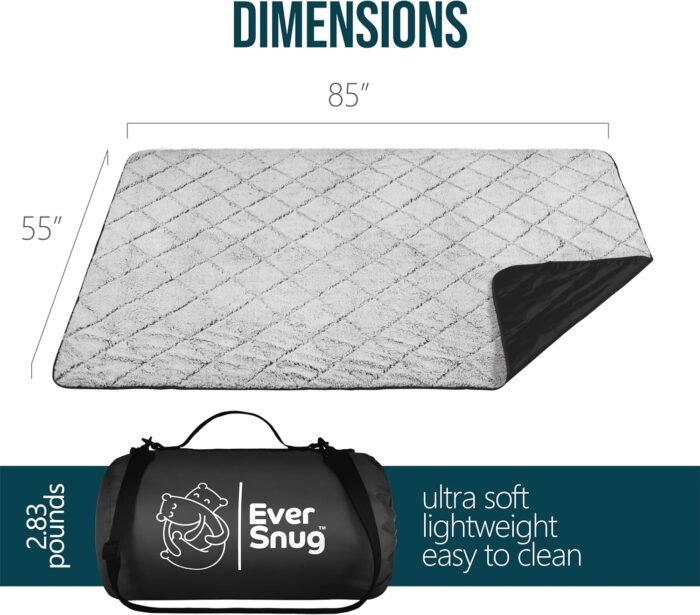 EverSnug Sherpa Waterproof Camping Blanket - Extra Thick and Warm, Large Sherpa Fleece Outdoor Blanket for Camping, Picnics, Beaches, Stadiums, Pets - Washable and Windproof for Cold Weather (Black) - Image 3