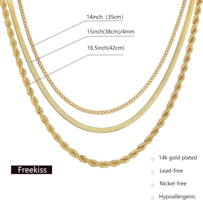 Herringbone Necklace for Women,Dainty Gold Necklace,14k Gold Plated Snake,Gold Chain Choker Necklaces,Simple Gold Layered Necklaces,Gold Jewelry Gift for Women - Image 7