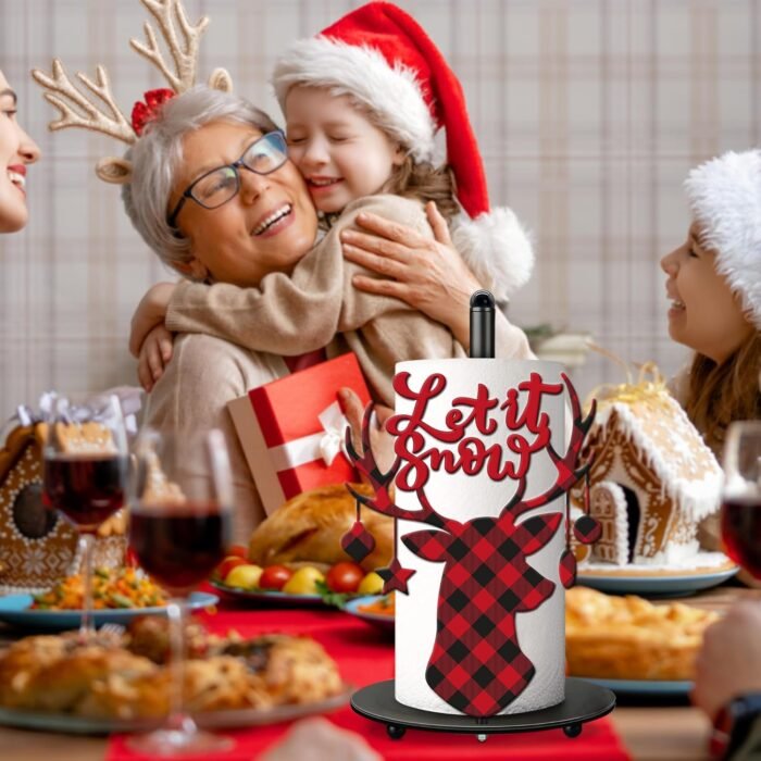 Christmas Decor Christmas Paper Towel Holder, Christmas Bathroom Decor, Christmas Kitchen Decor Accessories Stand, Metal Christmas Decorations Indoor for Kitchen, Large Towel Stand for Countertop - Image 5