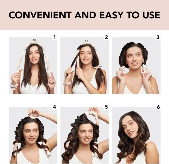 Kitsch Satin Heatless Curling Set - Heatless Hair Curlers to Sleep in - Heatless Curls Overnight - Heatless Curling Rod - No Heat Curls Overnight - Overnight Blowout Rods - Soft Hair Rollers - Sunset - Image 6