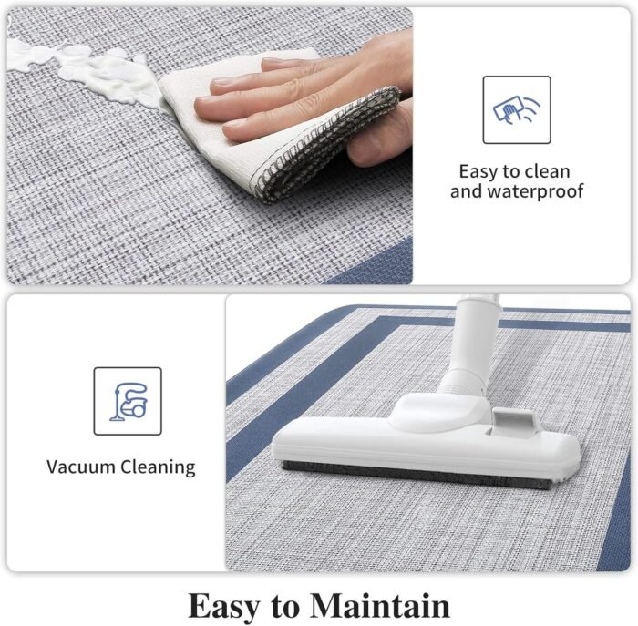 Mattitude Kitchen Mat [2 PCS] Cushioned Anti-Fatigue Non-Skid Waterproof Rugs Ergonomic Comfort Standing Mat for Kitchen, Floor, Office, Sink, Laundry, Blue and Gray - Image 5