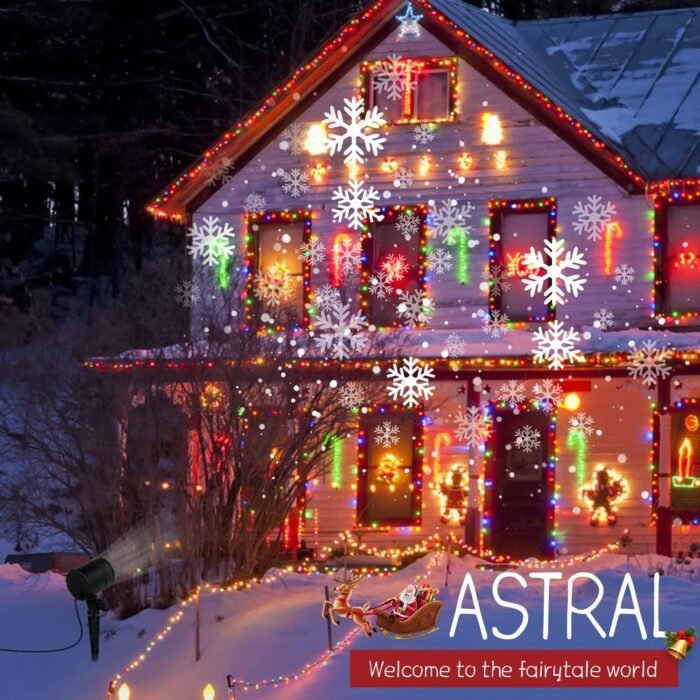 Christmas Snowflake Projector Lights Outdoor, Led Rotating Snowfall Show Lights Waterproof Landscape Decorative Christmas Light Lighting for Xmas Holiday Party Garden Patio Indoor Home Decoration Show - Image 2