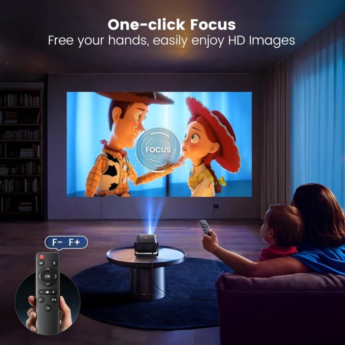 [Electric Focus & Auto Keystone] Mini Projector with WiFi Bluetooth, PUTRIMS Portable 1080P Support Movie Projector 145° Rotatable 50% Zoom Fully Sealed Small Projector for Phone TV Stick HDMI USB - Image 3