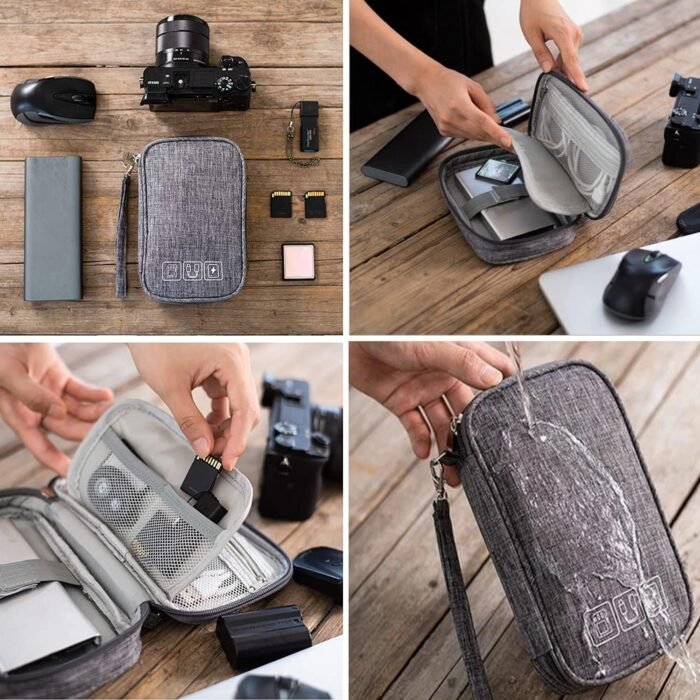 Electronic Organizer, Compact Cable Organizer, Portable Cord Organizer, Travel Organizer Bag for Cable, Charger, Phone, USB, SD Card, Earphones More Out-Going, Business Travel Gadget Bag, Black - Image 5
