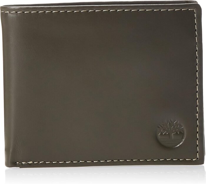 Timberland Men's Leather Wallet with Attached Flip Pocket, Charcoal (Cloudy), One Size - Image 3