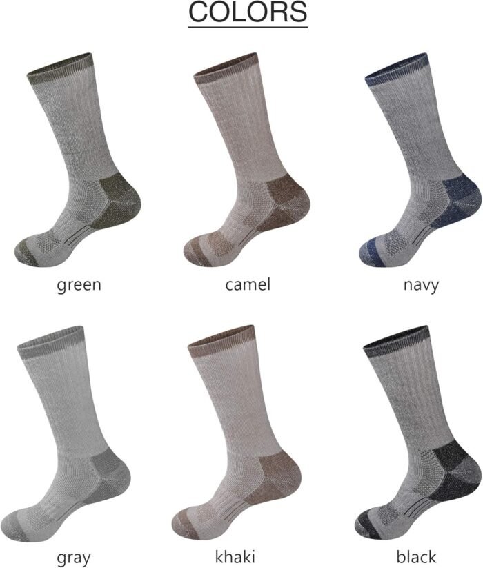 GKX Men's Merino Wool Moisture Wicking Outdoor Hiking Heavy Duty Work Cushion Crew Socks - Image 6