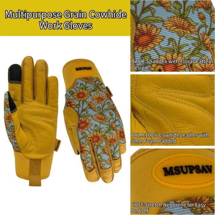 Thorn Proof&Puncture Resistant Gardening Gloves with Grip,Garden Gloves for Women, Leather Work Gloves,Gifts - Image 5