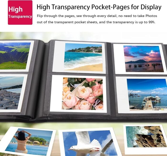 160 Pockets Photo Album for Fujifilm Instax Wide 300, Polaroid 600 i-Type 3.5x4.5 Inch Film Album, Compatible with Polaroid Now OneStep2 OneStep+ Instant Camera, POP Lab Print Camera (Black) - Image 4