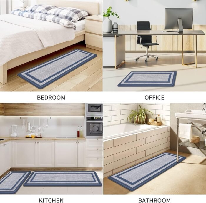 Mattitude Kitchen Mat [2 PCS] Cushioned Anti-Fatigue Non-Skid Waterproof Rugs Ergonomic Comfort Standing Mat for Kitchen, Floor, Office, Sink, Laundry, Blue and Gray - Image 7