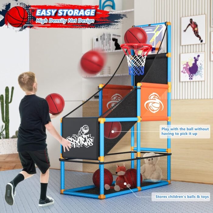 Arcade Basketball Game Set Boy Toys: Indoor Basketball Hoop with 4 Balls Outdoor Sports Toy for Kids 3-12 Years Old Adjustable Height with Air Pump Christmas Birthday Gifts Aged 3-5 6 6-8 7 8 8-12 9 - Image 6