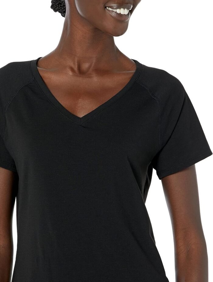 Amazon Essentials Women's Studio Relaxed-Fit Short-Sleeve Lightweight V-Neck T-Shirt - Image 3
