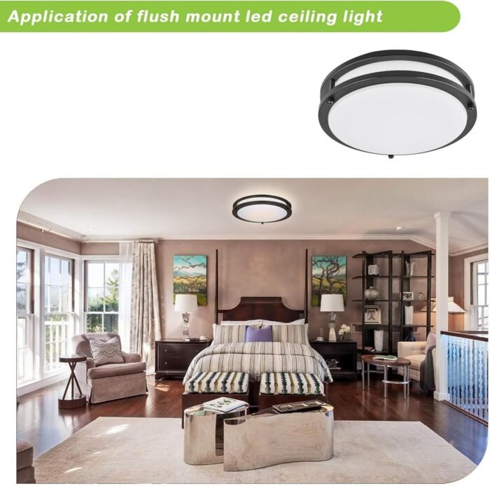 hykolity 10 inch Flush Mount LED Ceiling Light Fixture, 17W 1100lm, 2700K/3000K/3500K/4000K/5000K Adjustable Ceiling Lights, Oil Rubbed Bronze Saturn Dimmable Lighting for Hallway Bathroom or Kitchen - Image 8