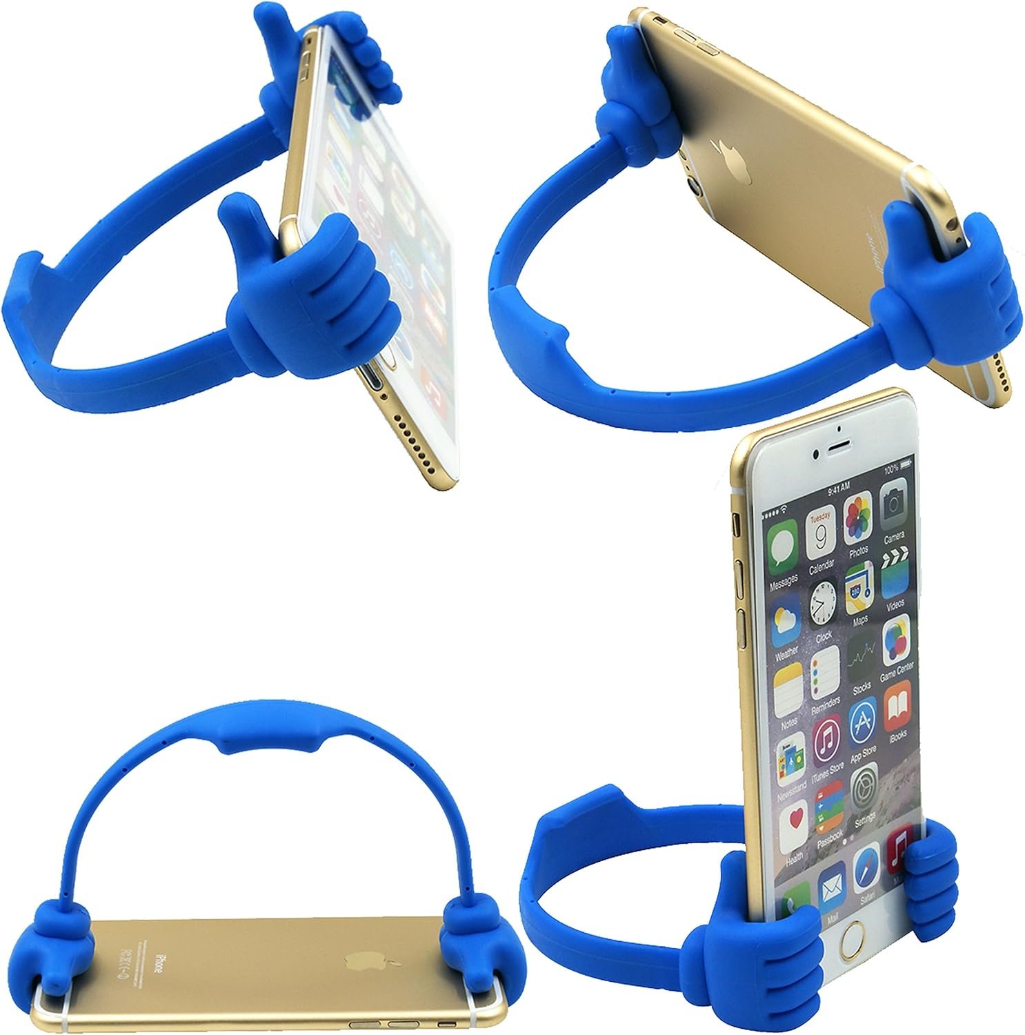 Honsky Thumbs-up Cell Phone Stand Holder, Tablet Stand Cradle for Desk Desktop Smartphone Cellphone Mobile Phone,Tablets - Universal, Adjustable Flexible,Blue - Image 3