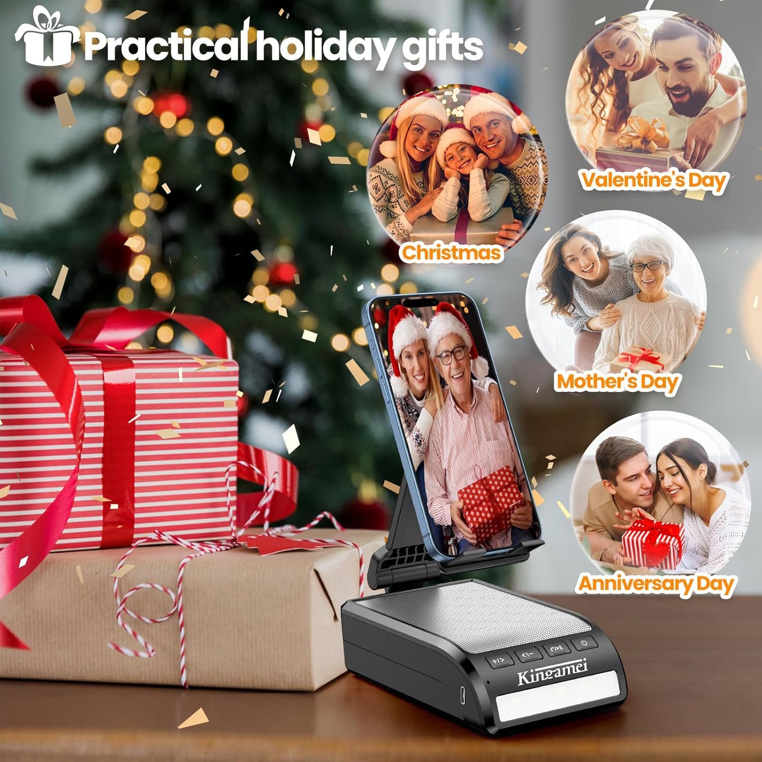 Men Female Dad Festival Gift - Cool Boy Friend Portable Bluetooth Speaker with Phone Stand Wife Kitchen Mens Gadgets Accessories Great Holiday Birthday Present Tech Christmas Father Gifts Son for Mom - Image 6