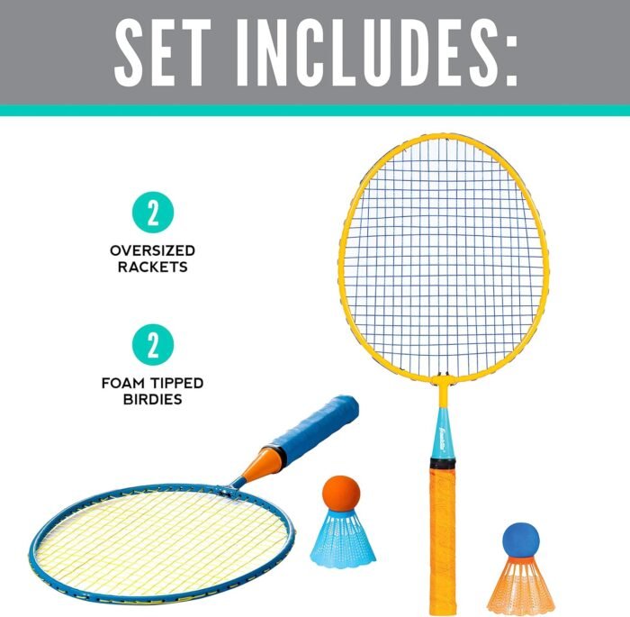 Franklin Sports Badminton Racket Set - Smashminton, Oversize - 2 Player Backyard Youth Set with Birdies for Kids - Image 2