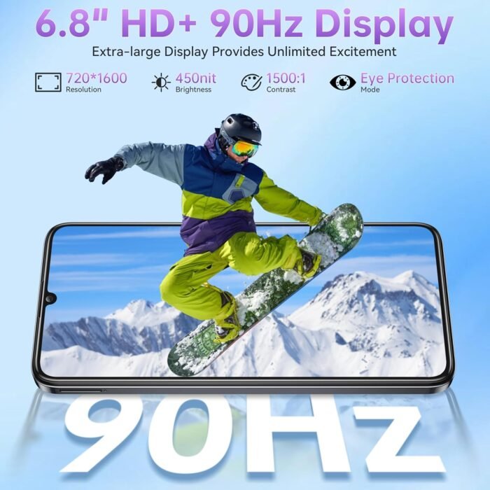 OUKITEL C51 Android 14 Smartphone - 6.8" HD+ Screen Unlocked Cell Phones, 18GB+128GB/SD 1TB, 5150mAh Battery Mobile Phones, 13MP Camera, Three Slots, Face ID/Fingerprint, GPS, BT5.0,T-Mobile, Black - Image 2
