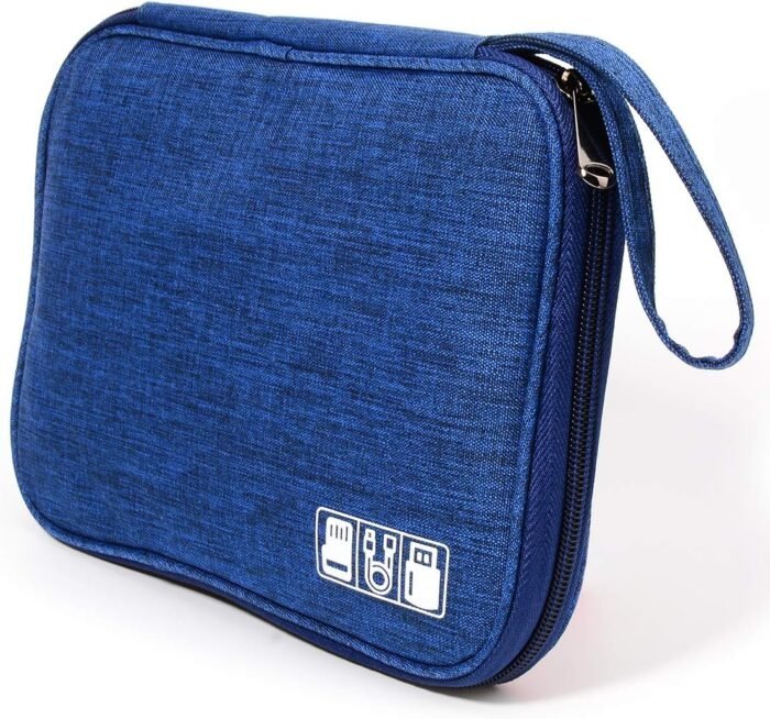 Electronic Organizer Travel Universal Cable Organizer Electronics Accessories Storage Bag Gadget Gear Cases for iPad Mini, Kindle, Smartphone, Cable, Charger, Power Bank, USB, SD Card (Blue)… - Image 7