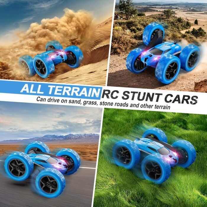 Remote Control Car, RC Cars Toys for Kids Ages 6-12, 4WD Stunt Car with LED Lights & 360° Flips, 2.4GHz, Upgraded USB-C Modular Batteries, 8-10 Year Old Boys 1-Blue - Image 5