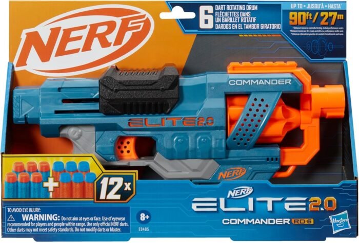 NERF Elite 2.0 Commander RD-6 Dart Blaster, 12 Darts, 6-Dart Rotating Drum, Outdoor Toys, for Kids, Ages 8+ - Image 2