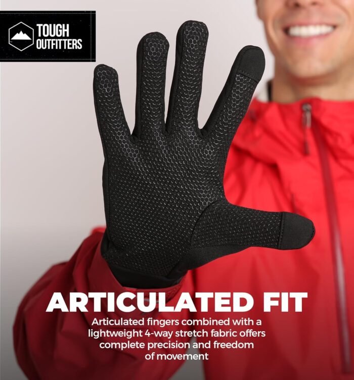 Tough Outdoors Running Gloves for Men & Women - Winter Glove Liners & Touchscreen Gloves - Lightweight Gloves & Hiking Gloves - Image 4