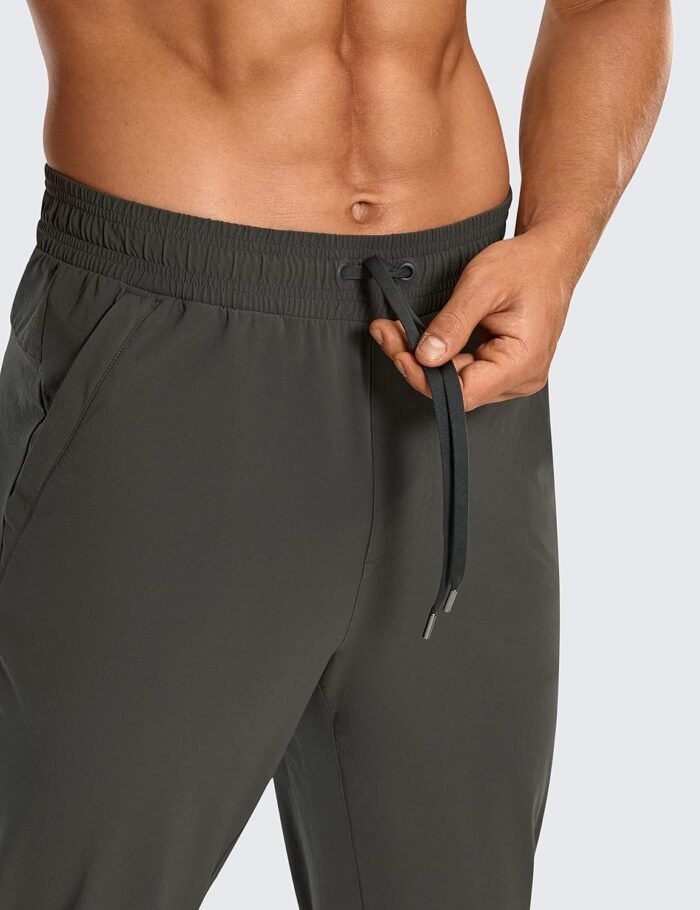 CRZ YOGA Athletic Joggers for Men Lightweight Water Resistant Outdoor Workout Pants with Zip Pockets - Image 3